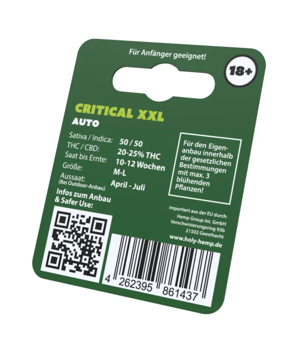 Crtical XXL Cannabissamen Ruckseitenansicht